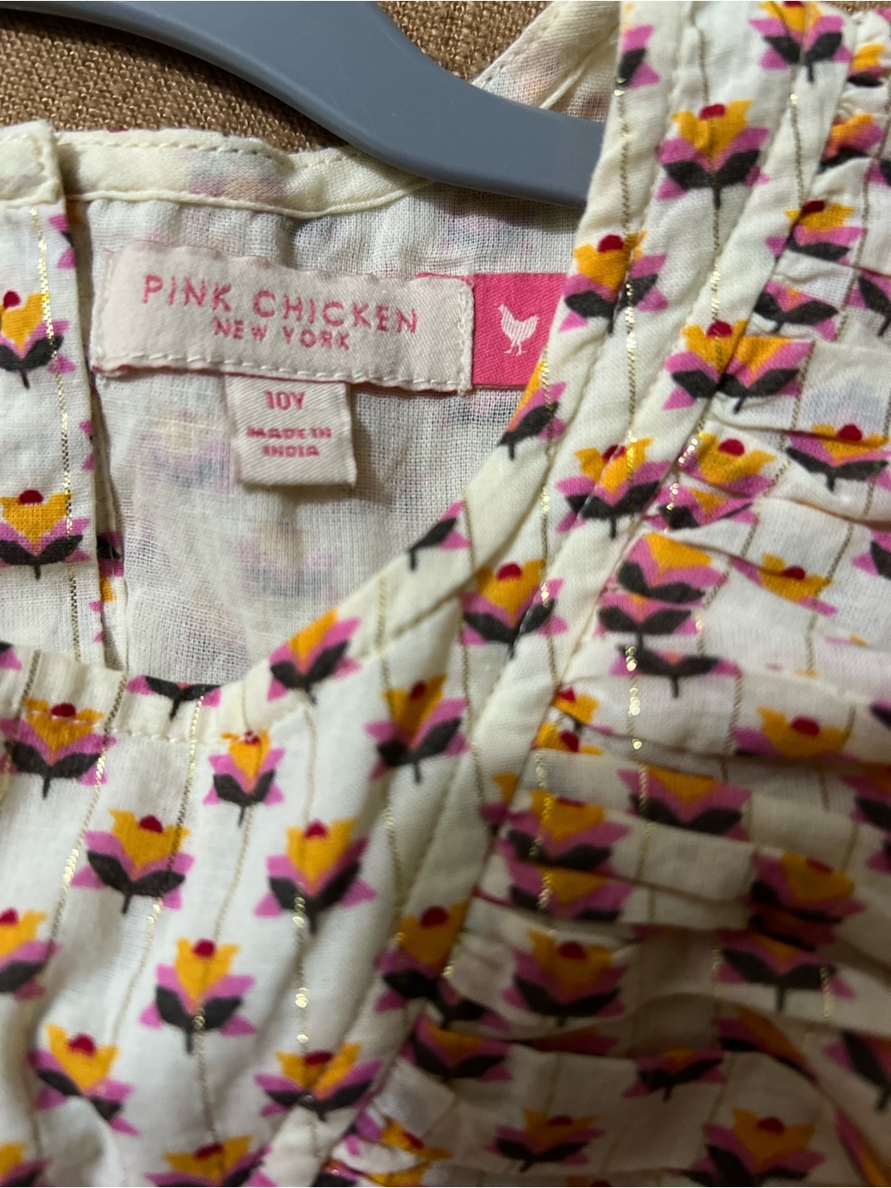Pink Chicken Raphaela Dress Geo Floral Size 10Y Ruffle Tiered
